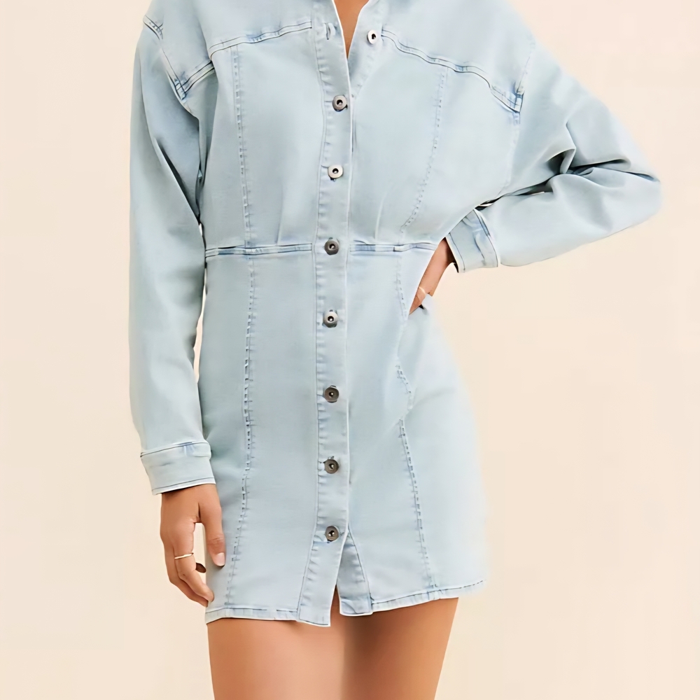 Free People Light Blue Denim Mini Dress